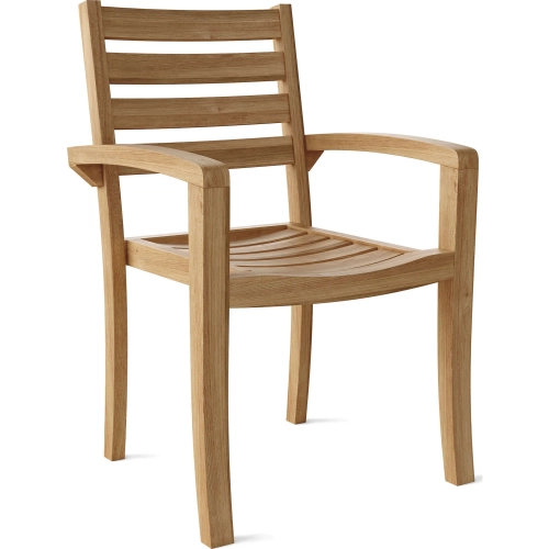 Catalina Outdoor Stackable Armchair in Honey Golden Brown Teak (Set of 4)