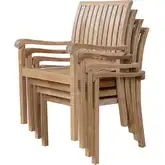 Aspen Outdoor Stackable Arm Chairs in Honey Golden Brown Teak (Set of 4)