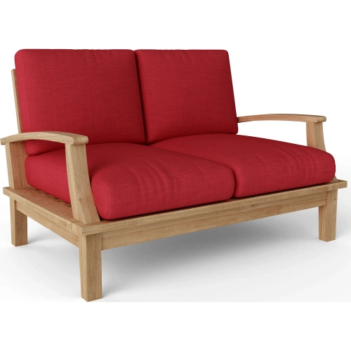 Brianna Outdoor Deep Seating Loveseat in Teak & Cushion