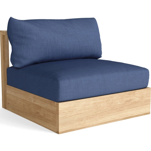Copacabana Outdoor Armless Modular Sectional Sofa Unit in Teak & Cushion
