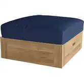 Copacabana Outdoor Ottoman in Honey Golden Brown Teak & Cushion