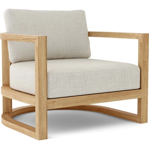Junus Outdoor Lounge Armchair in Teak, Synthetic Rattan & Cushion