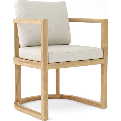 Junus Outdoor Dining Armchair in Teak, Synthetic Rattan & Cushion