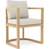Junus Outdoor Dining Armchair in Teak, Synthetic Rattan & Cushion