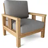 SouthBay Outdoor Deep Seating Armchair in Honey Teak & Cushion