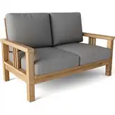 SouthBay Outdoor Deep Seating Loveseat in Honey Teak & Cushion