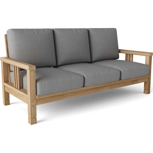 SouthBay Outdoor Deep Seating Sofa in Honey Teak & Cushion