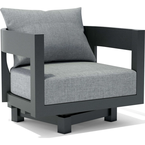 Coronado Outdoor Swivel Armchair in Dark Gray Aluminum & Cushion