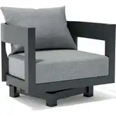 Coronado Outdoor Swivel Armchair in Dark Gray Aluminum & Cushion