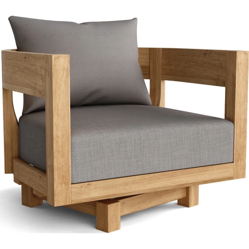 Coronado Outdoor Deep Seating Swivel Armchair in Honey Teak & Cushion