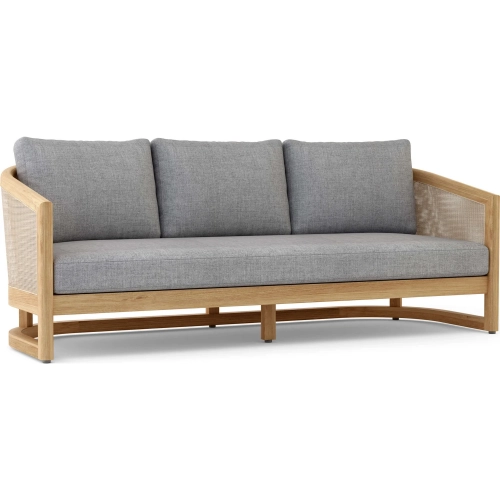 Catania Outdoor Deep Seating Sofa in Teak, Synthetic Rattan & Cushion
