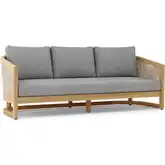 Catania Outdoor Deep Seating Sofa in Teak, Synthetic Rattan & Cushion
