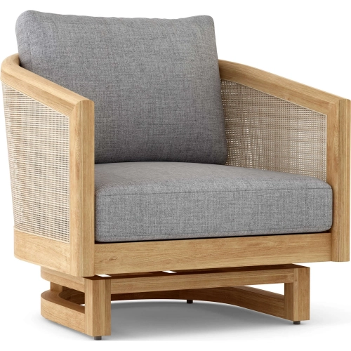 Catania Outdoor Swivel Chair in Teak, Synthetic Rattan & Cushion