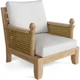 Luxe Outdoor Deep Seating Armchair in Teak, Synthetic Rattan & Cushion