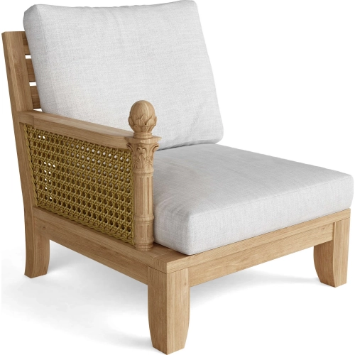 Luxe Outdoor Right Arm Modular Sectional Sofa Unit in Honey Teak
