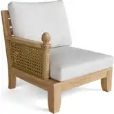 Luxe Outdoor Right Arm Modular Sectional Sofa Unit in Honey Teak
