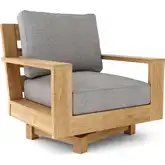 Madera Outdoor Swivel Armchair in Honey Teak & Cushion
