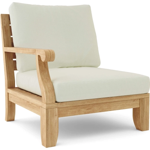 Riviera Luxe Outdoor Right Arm Modular Sectional Sofa Unit in Teak & Cushion