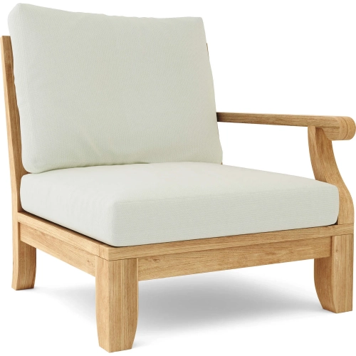 Riviera Outdoor Left Arm Modular Sectional Sofa Unit in Teak & Cushion