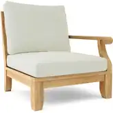 Riviera Outdoor Left Arm Modular Sectional Sofa Unit in Teak & Cushion