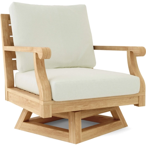Riviera Outdoor Swivel Accent Armchair in Teak & Cushion