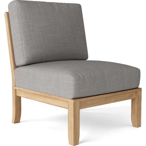 Natsepa Outdoor Modular Deep Seating Armless Chair Sectional Unit in Teak & Cushion