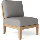 Natsepa Outdoor Modular Deep Seating Armless Chair Sectional Unit in Teak & Cushion