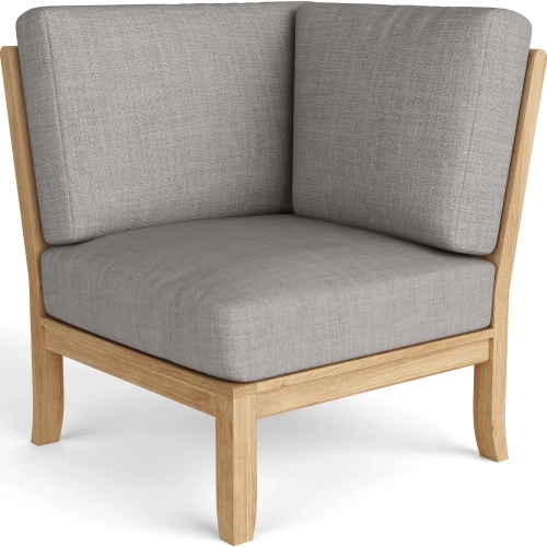 Natsepa Outdoor Modular Deep Seating Corner Sectional Unit in Teak & Cushion