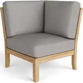 Natsepa Outdoor Modular Deep Seating Corner Sectional Unit in Teak & Cushion