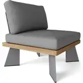 Oxford Outdoor Modular Armless Chair in Teak, Gray Aluminum & Cushion