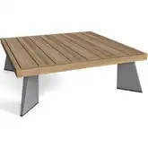 Oxford Outdoor Platform Square Table in Teak & Dark Gray Aluminum