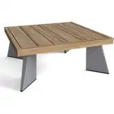 Oxford Outdoor Platform Corner Table in Teak & Dark Gray Aluminum