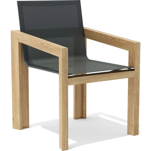 Smyrna Outdoor Dining Armchair in Honey Golden Brown Teak & Batyline