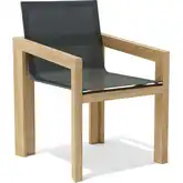 Smyrna Outdoor Dining Armchair in Honey Golden Brown Teak & Batyline