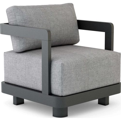 Granada Outdoor Deep Seating Accent Armchair in Dark Gray Aluminum & Cushion