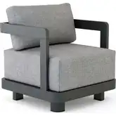 Granada Outdoor Deep Seating Accent Armchair in Dark Gray Aluminum & Cushion