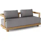 Granada Outdoor Deep Seating Loveseat in Honey Golden Teak & Cushion
