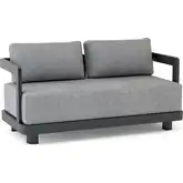 Granada Outdoor Deep Seating Loveseat in Dark Gray Aluminum & Cushion
