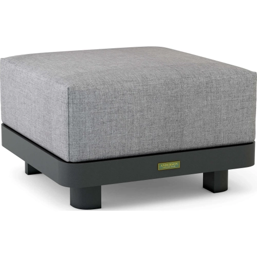 Granada Outdoor Deep Seating Ottoman in Dark Gray Aluminum & Cushion