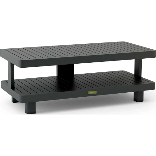 Granada Outdoor Coffee Table in Teak & Powder Coated Dark Gray Aluminum