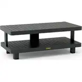 Granada Outdoor Coffee Table in Teak & Powder Coated Dark Gray Aluminum