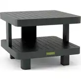 Granada Outdoor Side Table in Teak & Powder Coated Dark Gray Aluminum