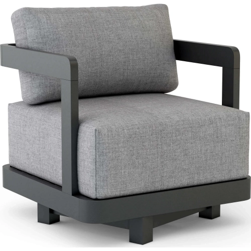 Granada Outdoor Deep Seating Swivel Armchair in Dark Gray Aluminum & Cushion