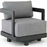 Granada Outdoor Deep Seating Swivel Armchair in Dark Gray Aluminum & Cushion