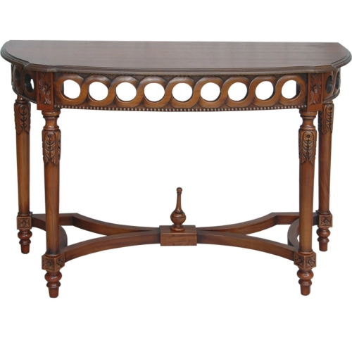 Neoclassical Demilune Console Table in Antique Brown Mahogany