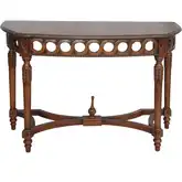 Neoclassical Demilune Console Table in Antique Brown Mahogany