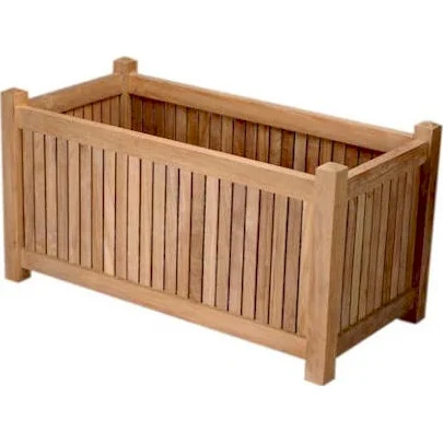 Planter Outdoor 36" x 18" Rectangular Box in Honey Golden Brown Teak