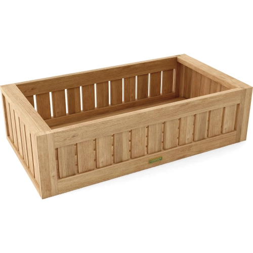 Straight Outdoor Modular Planter in Honey Golden Brown Teak