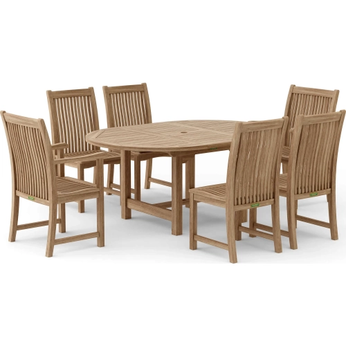 Bahama & Chicago Outdoor 7-Piece Dining Chair Set in Honey Golden Brown Teak