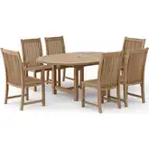 Bahama & Chicago Outdoor 7-Piece Dining Chair Set in Honey Golden Brown Teak
